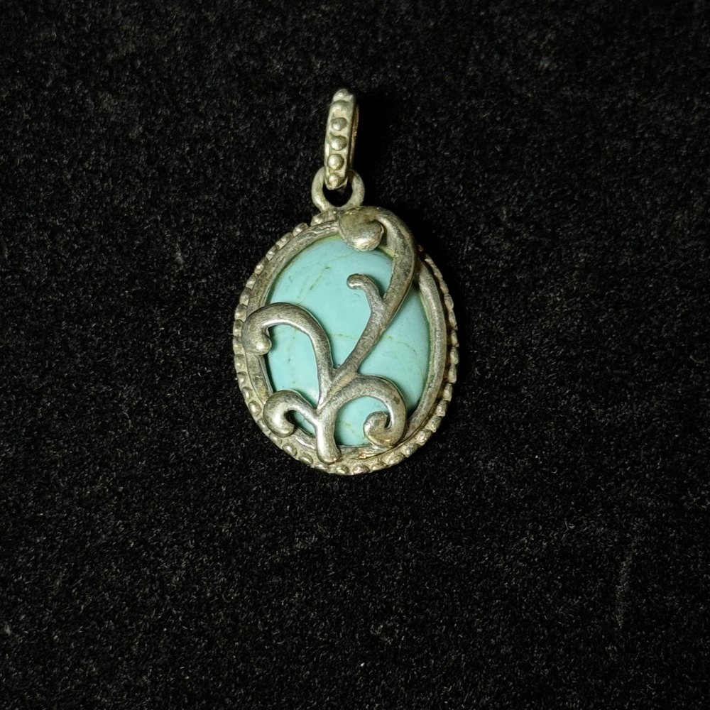 CHAPAL-ZENRAY Sterling Silver Natural Blue‎ Turquoise Paisley Design Pendant